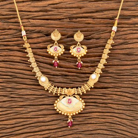 Antique Meenakari Necklace With Matte Gold Plating