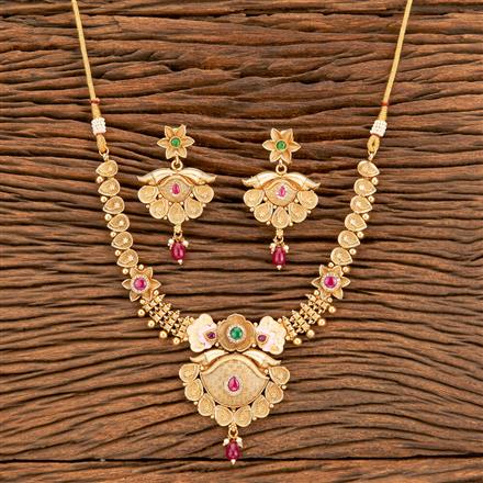 Antique Meenakari Necklace With Matte Gold Plating