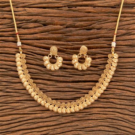 Antique South Indian Necklace With Matte Gold Plating
