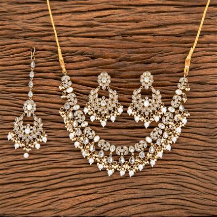 Antique Pearl Necklace With Mehndi Plating