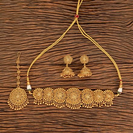 Antique Plain Matte Gold Necklace With Matte Gold Plating