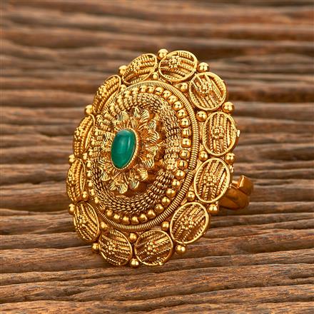 Antique Adjustable Ring With Matte Gold Plating