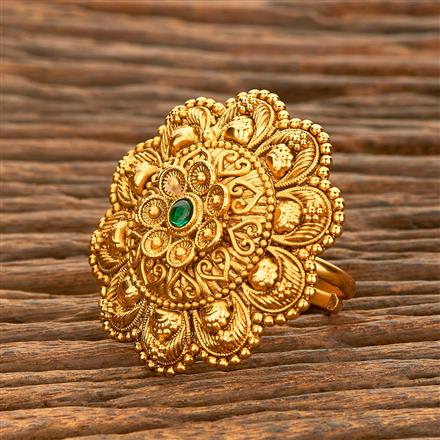 Antique Adjustable Ring With Matte Gold Plating