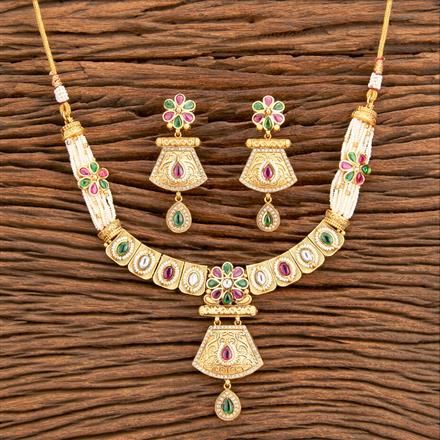 Antique Classic Necklace With Matte Gold Plating