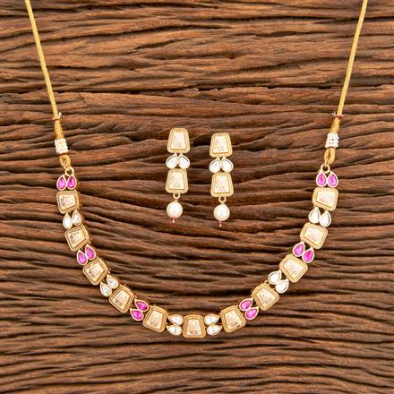 Antique Meenakari Necklace With Matte Gold Plating
