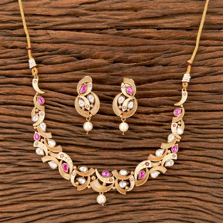 Antique Meenakari Necklace With Matte Gold Plating