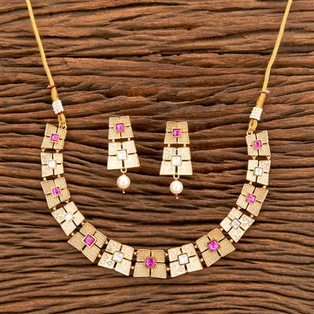 Antique Meenakari Necklace With Matte Gold Plating