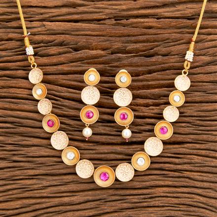 Antique Meenakari Necklace With Matte Gold Plating