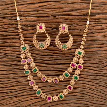 Antique 2 Line Necklace With Gold Plating