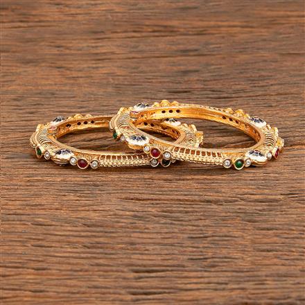 Antique Meenakari Bangles With Matte Gold Plating