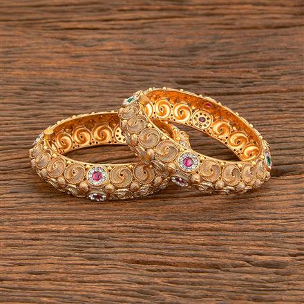 Antique Openable Bangles With Matte Gold Plating