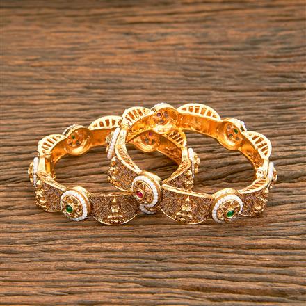 Antique Temple Bangles With Matte Gold Plating
