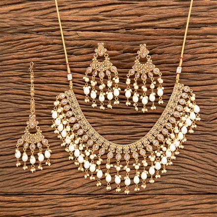 Antique Moti Necklace With Gold Plating