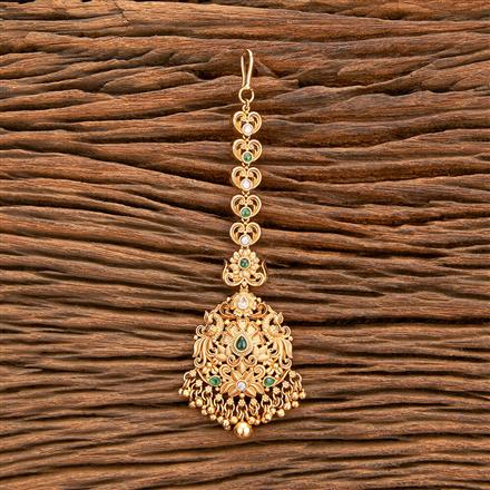 Antique Peacock Tikka With Matte Gold Plating