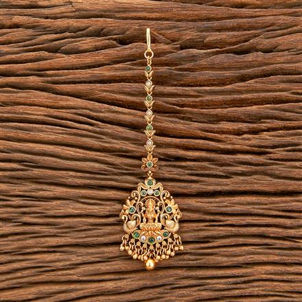 Antique Temple Tikka With Matte Gold Plating