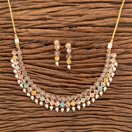 Antique Moti Necklace With Rose Gold Plating