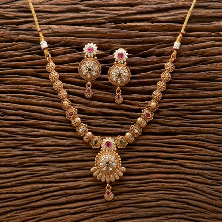 Antique Meenakari Necklace With Matte Gold Plating