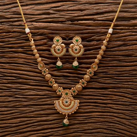Antique Meenakari Necklace With Matte Gold Plating