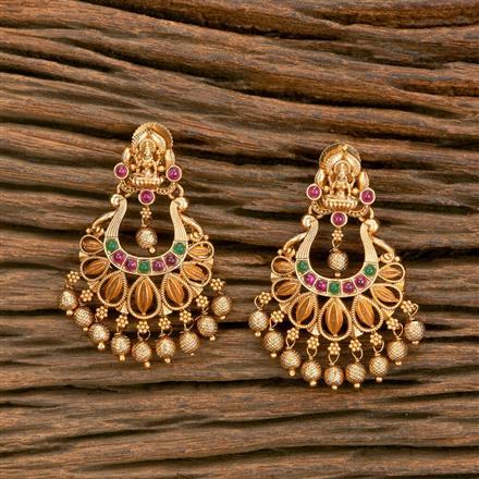 Antique South Indian Earring With Matte Gold Plating