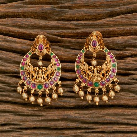 Antique South Indian Earring With Matte Gold Plating