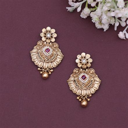 Antique Delicate Earring With Matte Gold Plating
