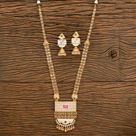 Antique Pearl Necklace With Matte Gold Plating