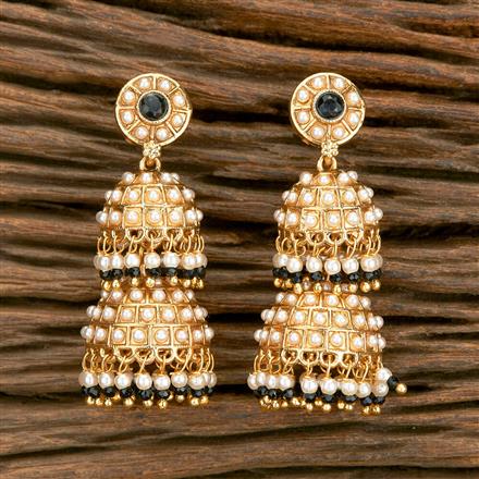 Antique Pearl Jhumki With Gold Plating