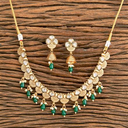 Antique Pearl Necklace With Matte Gold Plating