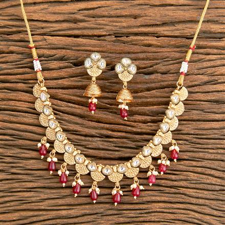 Antique Pearl Necklace With Matte Gold Plating
