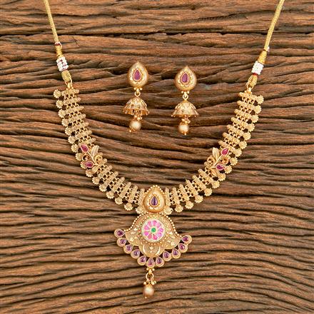 Antique Classic Necklace With Matte Gold Plating