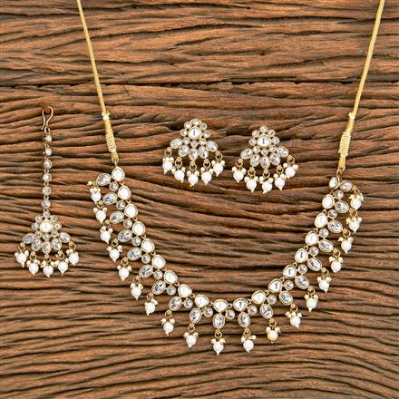 Antique Moti Necklace With Mehndi Plating