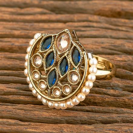 Antique Adjustable Ring With Mehndi Plating