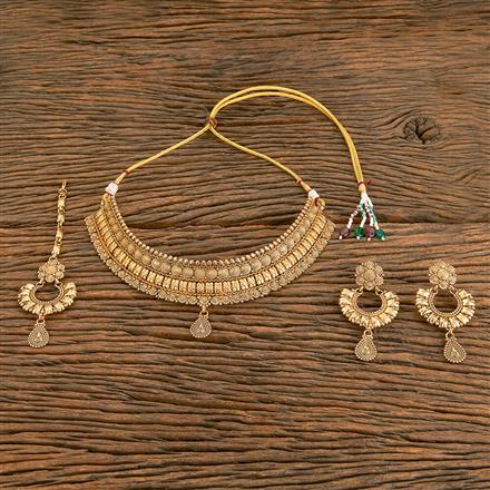 Antique Plain Gold Necklace With Matte Gold Plating