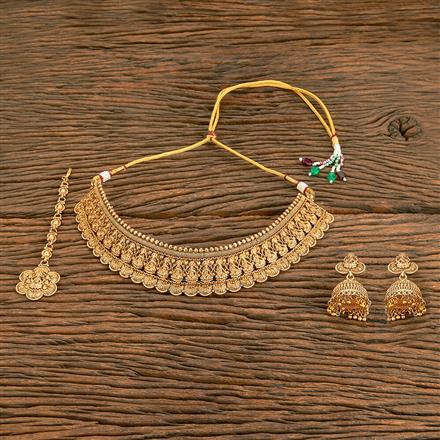Antique South Indian Necklace With Matte Gold Plating