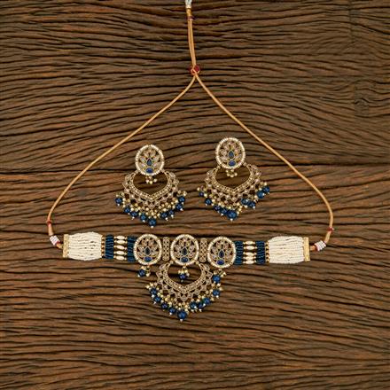 Antique Reverse Ad Stone Necklace With Mehndi Plating
