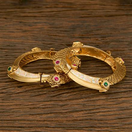 Antique Meenakari Bangles With Matte Gold Plating