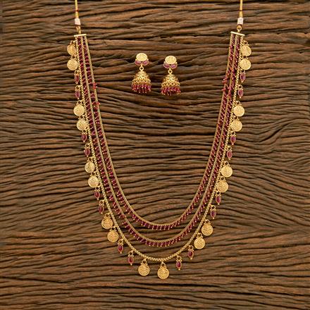 Antique Temple Necklace With Matte Gold Plating
