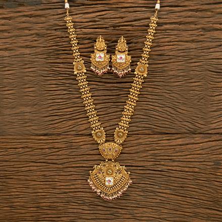 Antique Peacock Necklace With Matte Gold Plating