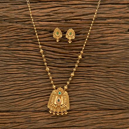 Antique Meenakari Pendant Set With Matte Gold Plating