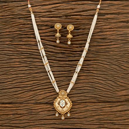 Antique Meenakari Pendant Set With Matte Gold Plating