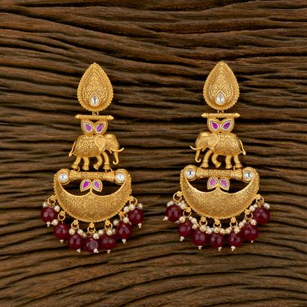 Antique Long Earring With Matte Gold Plating