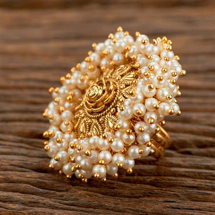 Antique Pearl Ring With Gold Plating