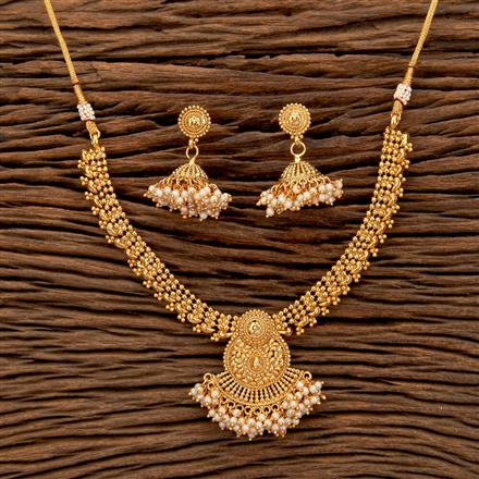 Antique Pearl Necklace With Gold Plating