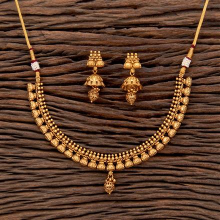 Antique Plain Gold Necklace With Matte Gold Plating