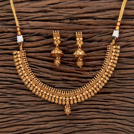 Antique Plain Gold Necklace With Matte Gold Plating