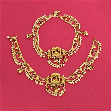 Antique Pearl Payal With Gold Plating