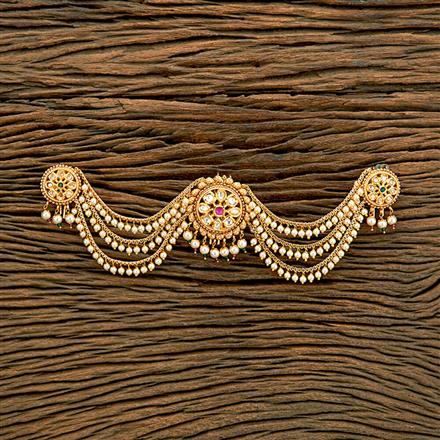 Antique Moti Hair Brooch With Gold Plating