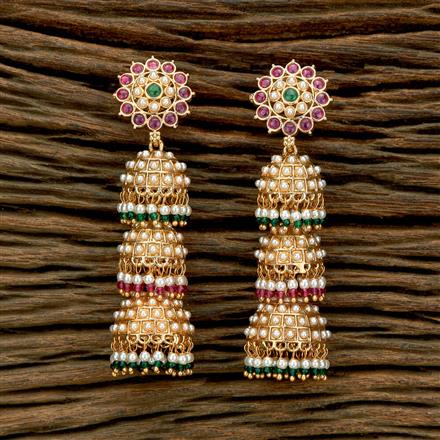 Antique Triple Jhumki With Gold Plating