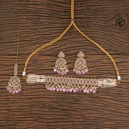 Antique Moti Necklace With Mehndi Plating
