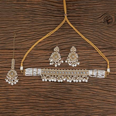 Antique Moti Necklace With Mehndi Plating